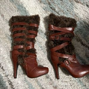 Shawna crisscross faux fur boots